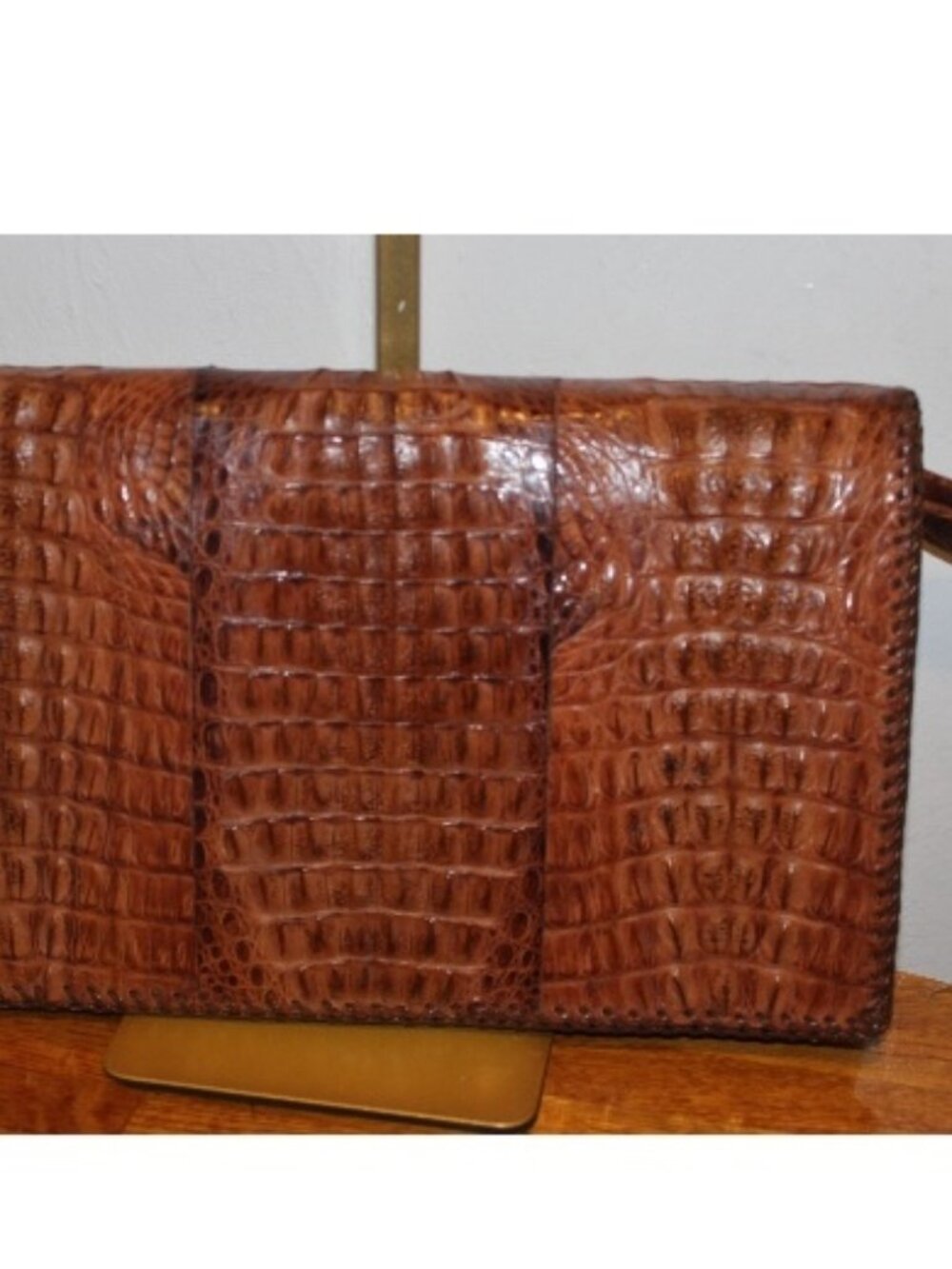 Mid Century Genuine Alligator Crocodile Clutch Handbag Bag w Matching Coin Purse - Picture 3 of 6